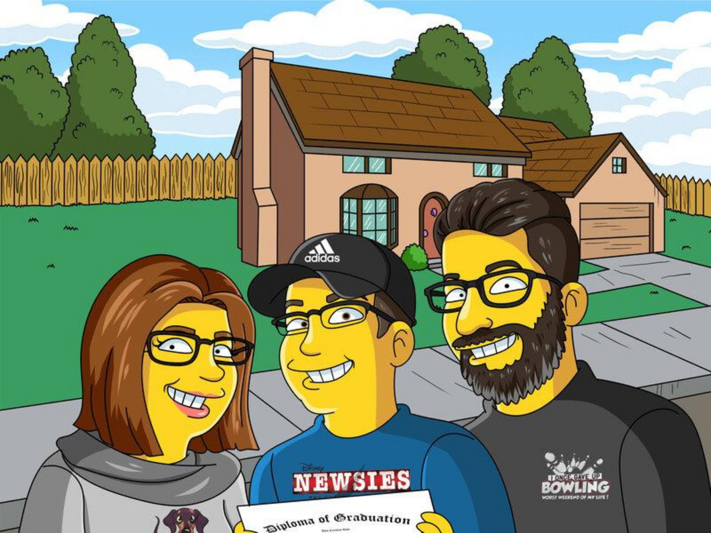 Custom Turned Cartoon Portrait + Canvas