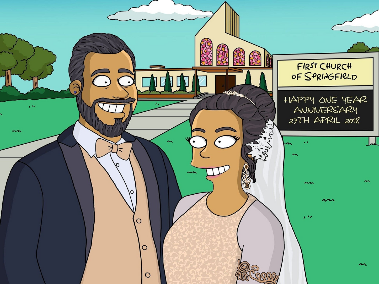 Custom Turned Cartoon Portrait + Canvas